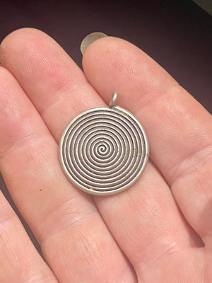 Karen hill tribe spiral silver pendant or centrepiece bead. 95% pure silver. 2.7x 2.3 cm