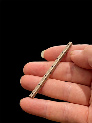 heavy silver spacer bars for jewellery making. Karen hill tribe silver, 95% pure. Seven holes for cord insertion. Length 6.7 cm, 3 x 3 cross section.