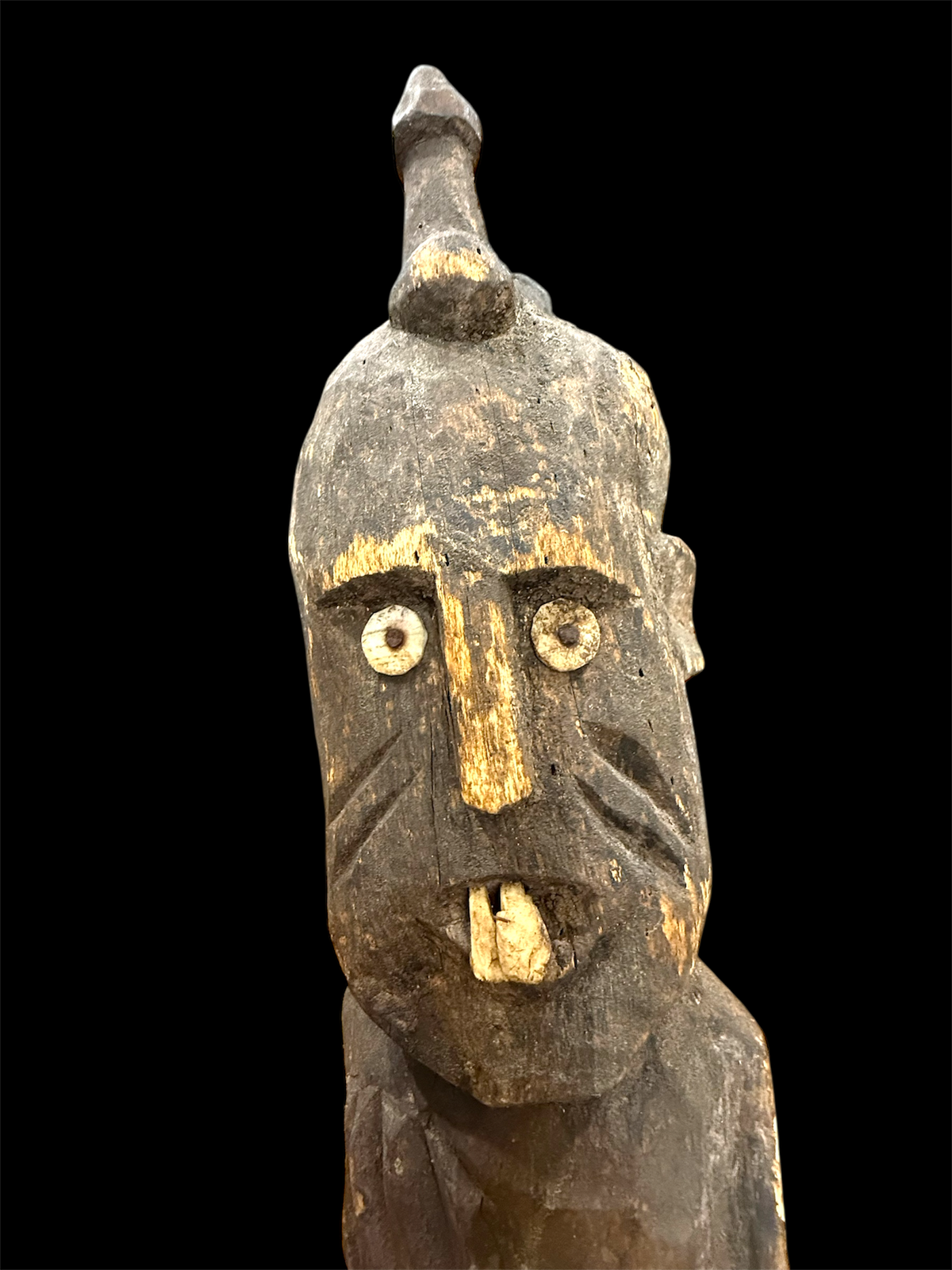Old and rare large Konso Waaga figure and grave marker. Early 20th century or earlier. From Ethiopia. Height 128 cm, width 13 cm, depth 13 cm