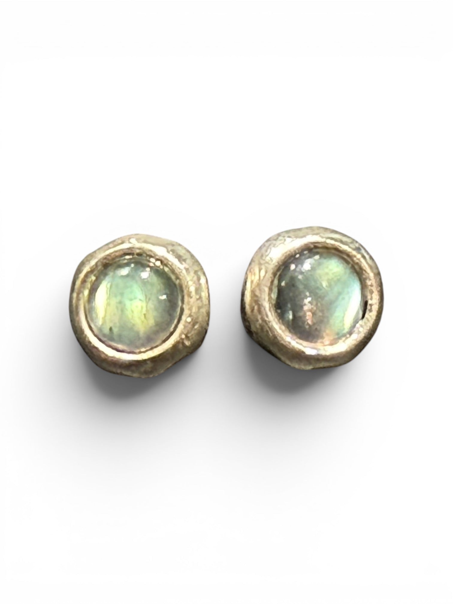 Large Rainbow Moonstone Or Labradorite Stud Earrings