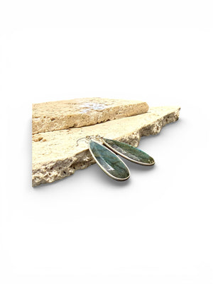 Elegant long teardrop labradorite earrings,. Sterling silver hooks. Length including hook 6 cm, width 1.6 cm