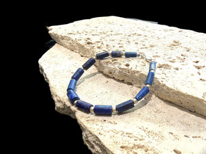 Lapis lazuli and sterling silver bracelet. Unisex bracelet. Select from different sizes
