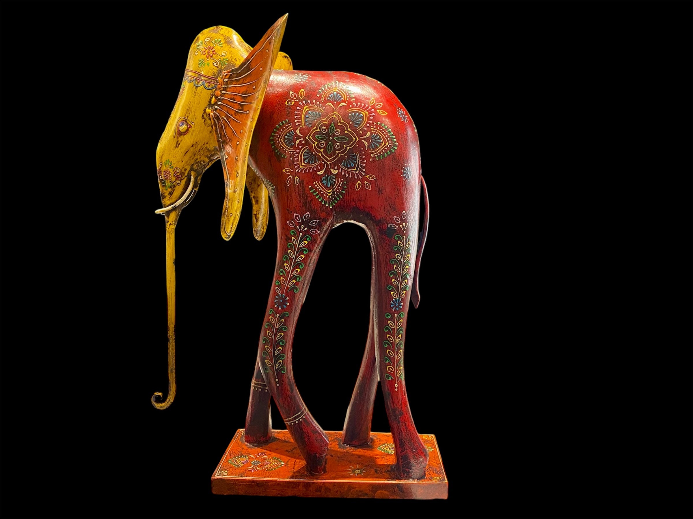 Large Painted Indian Elephant Figurine From Rajasthan Large Painted Indian Elephant Figurine From Rajasthan