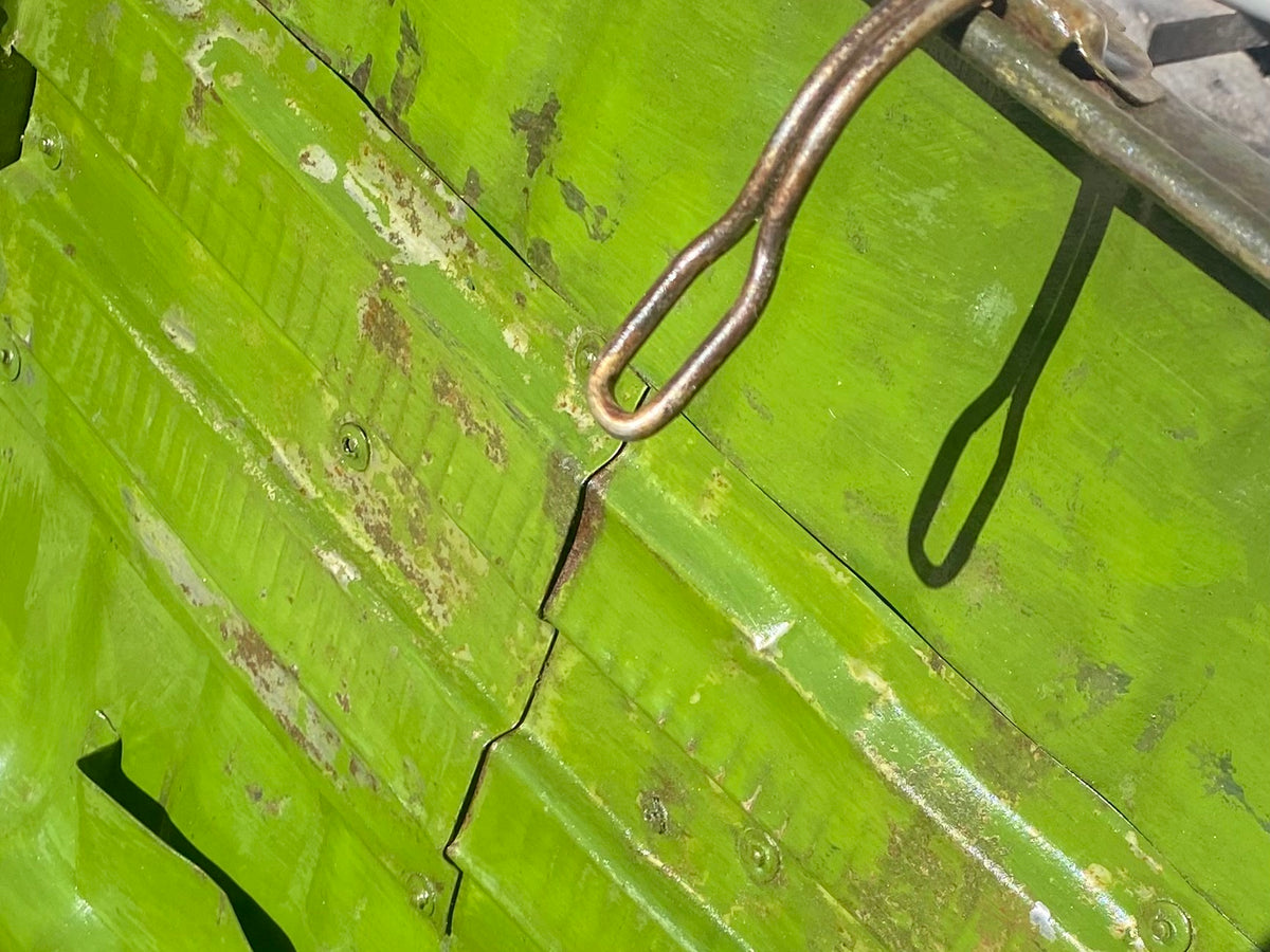 These metal trunks were used by surveyors during the early times of the Raj when roads and railways were being built all over India and were used to protect the surveyors' instruments. Late 19th and early 20th century, India. Measurements: height 23 cm, length 64.5 cm, depth 40 cm