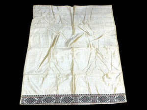 Hand loomed muga-mulberry silk saree shawl and smaller matching textile piece. 