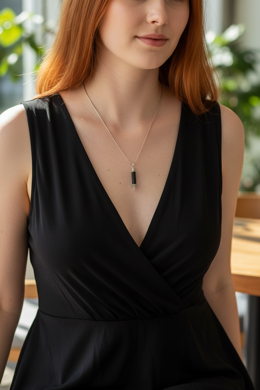 Black Onyx & Silver Pendant