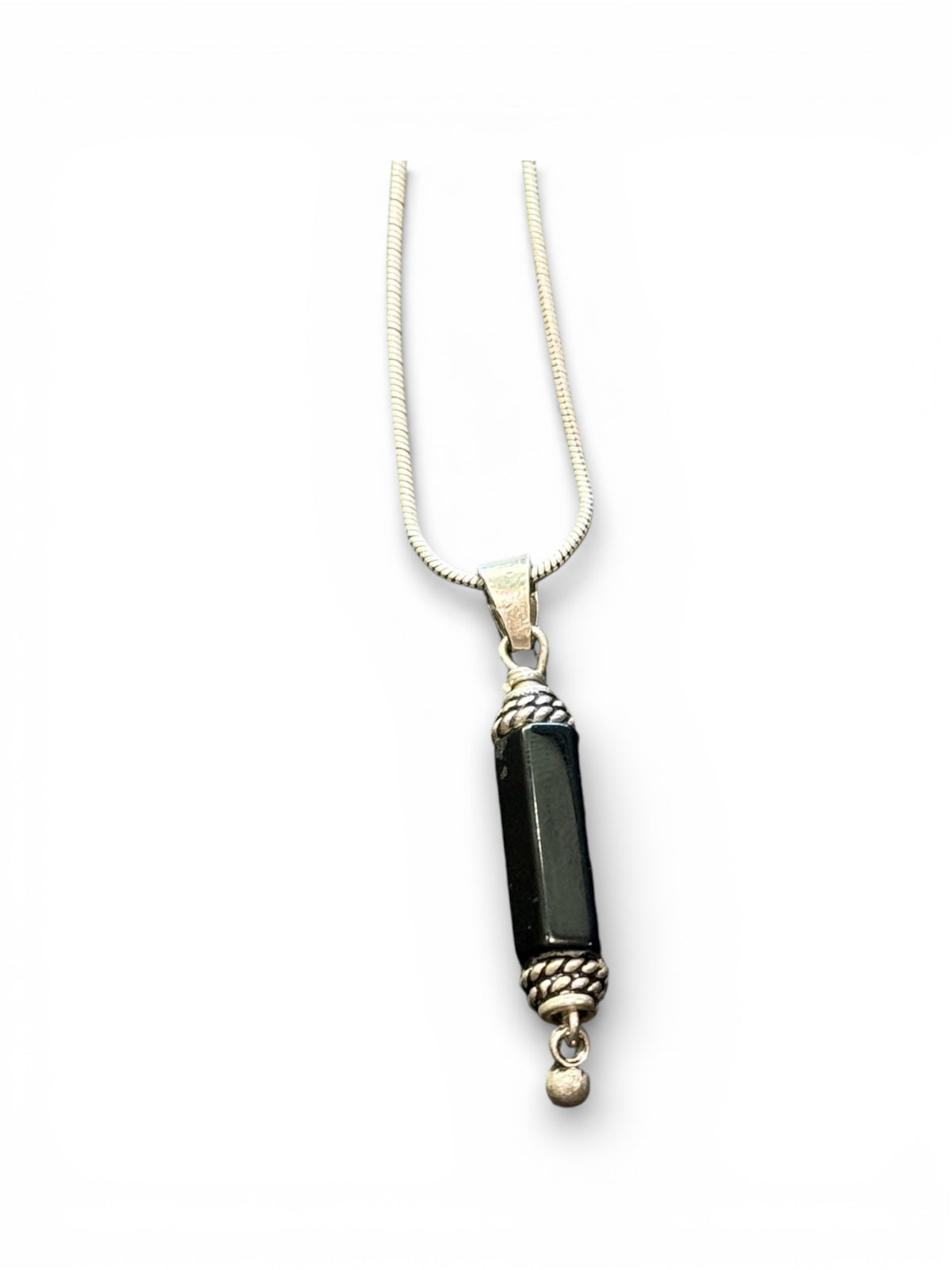 Black Onyx & Silver Pendant