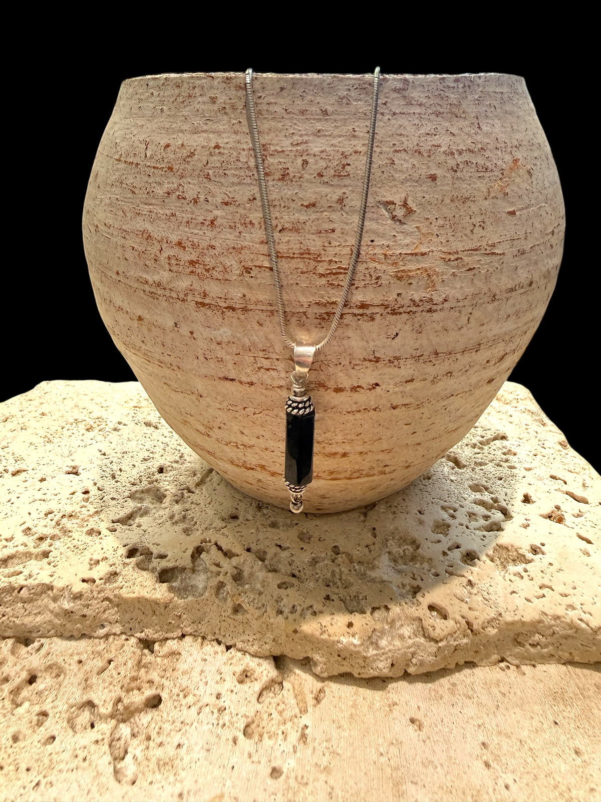 Black Onyx & Silver Pendant