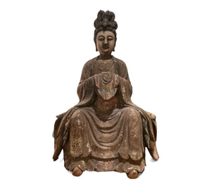 Very large statue of Xiwangmu (Queen Mother of the West).&nbsp;Hand carved camphor wood, gesso and polychrome pigment. Late 19th Century, Sichuan Province, China.  Height 1330 cm