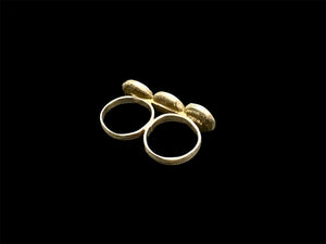 Rare Rabari double ring, India. Three original Mogul coins and a double finger ring. High grade silver, early 20th C, coins 19th C. Both rings 19 mm, US size 9