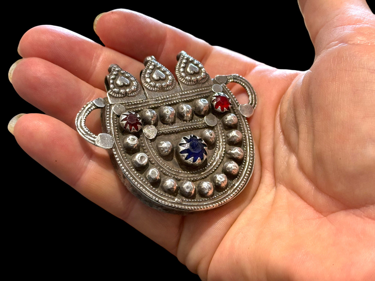 Afghani Pakistani Amulet pendant, high grade silver, early 20th C or earlier Height 5.6 cm