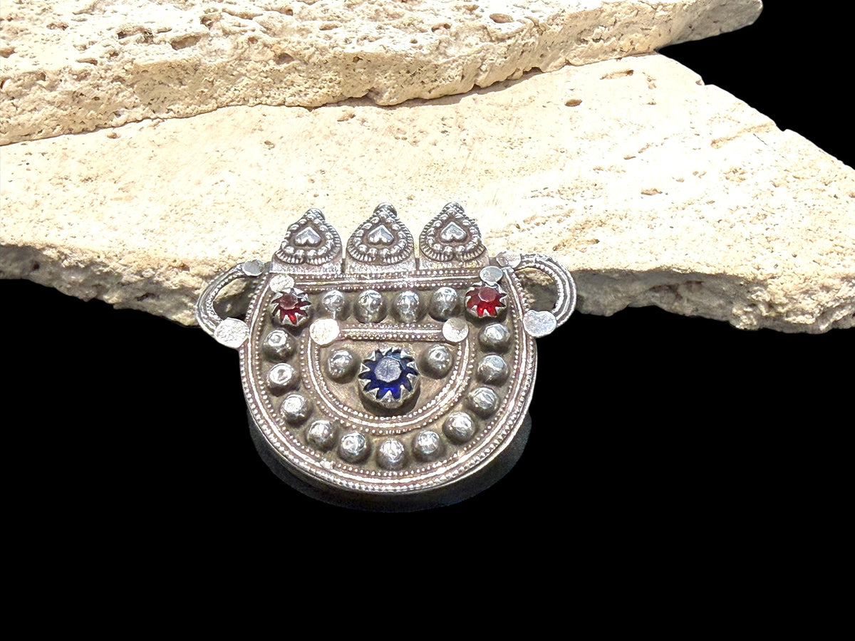 Afghani Pakistani Amulet pendant, high grade silver, early 20th C or earlier Height 5.6 cm