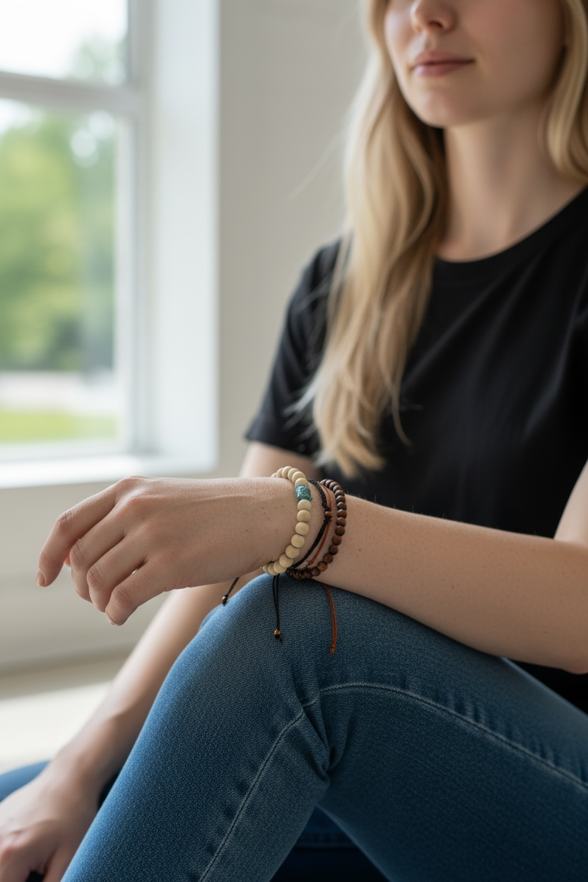 Women or men’s yoga bracelet. Made from real sandalwood and features a detailed brass Buddha head bead. On sturdy elastic cord.

Sandalwood beads 6 mm diameter, Buddha bead is 1 cm in length