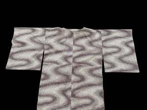 Traditional vintage Japanese kimono with a red stingray skin pattern on a cream background. Brand new.