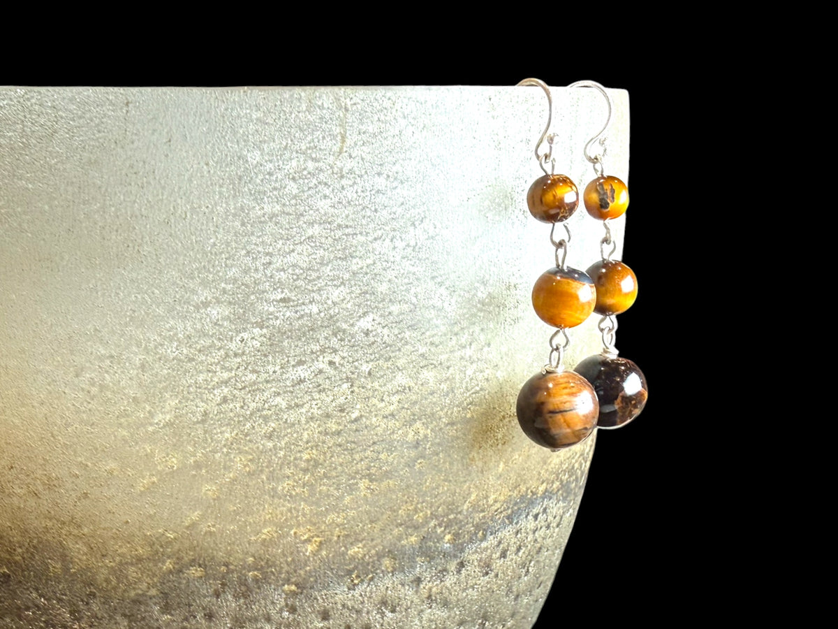 Tiger's Eye Three Drop Earring