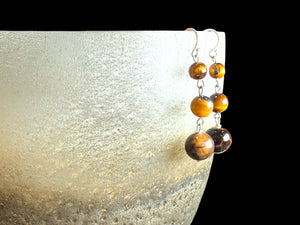 Tiger's Eye Three Drop Earring