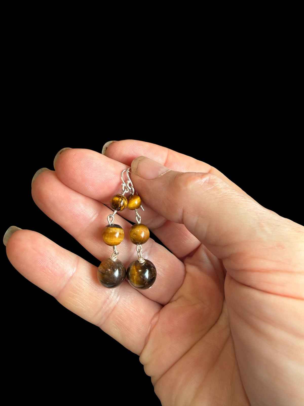 Tiger's Eye Three Drop Earring