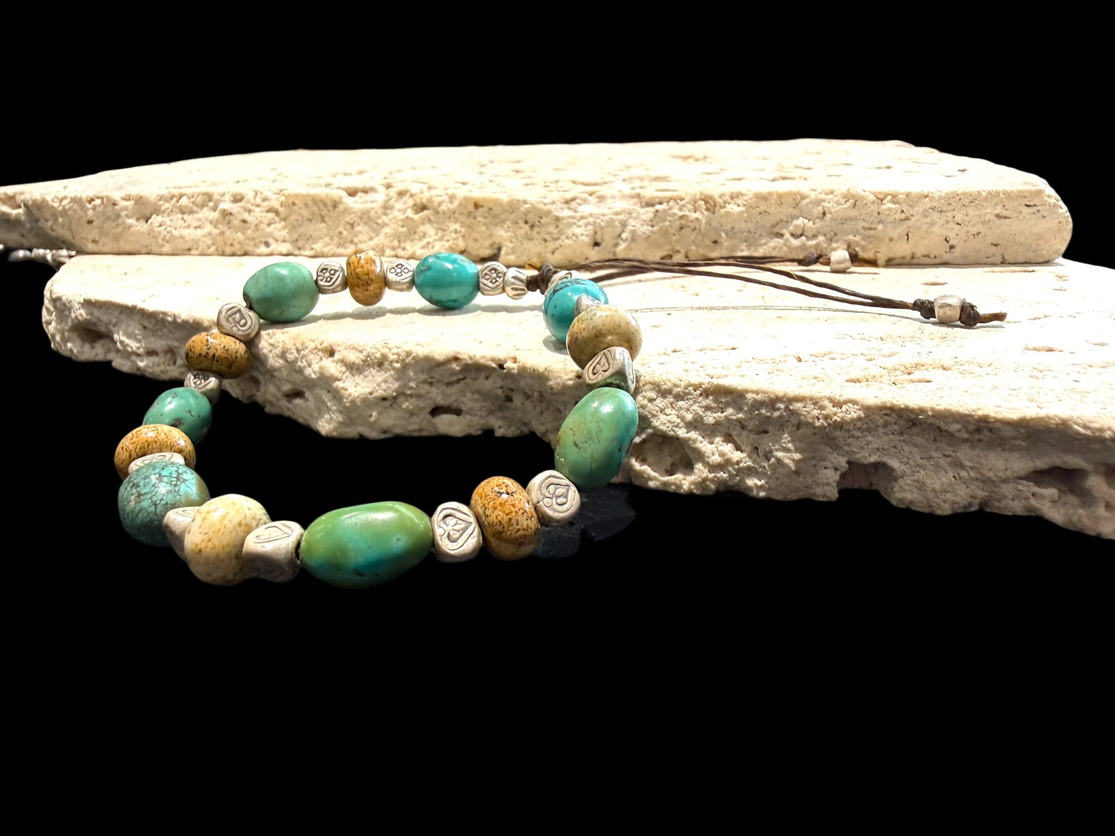 Turquoise, Silver & Jasper Bracelet