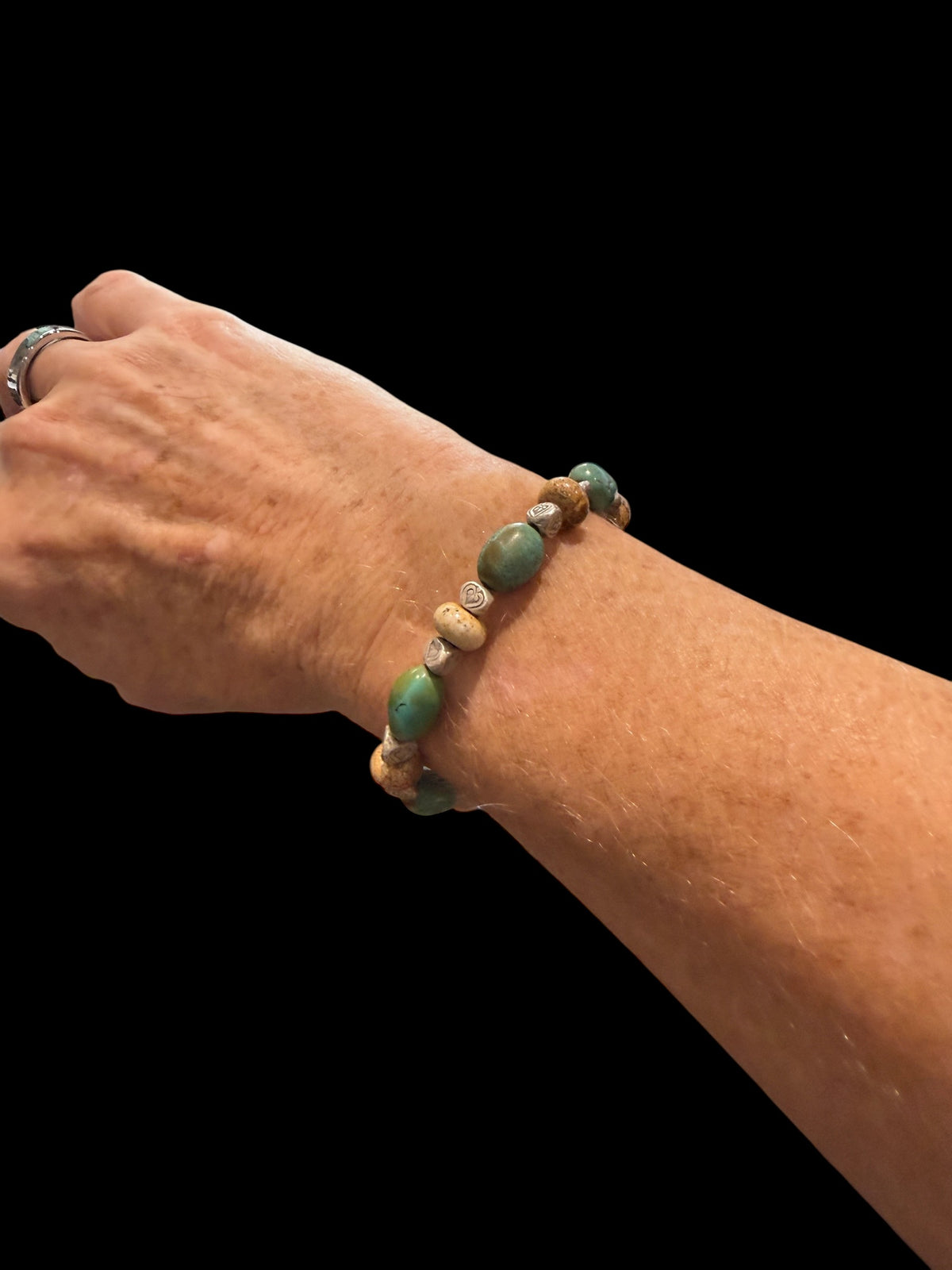 Turquoise, Silver & Jasper Bracelet