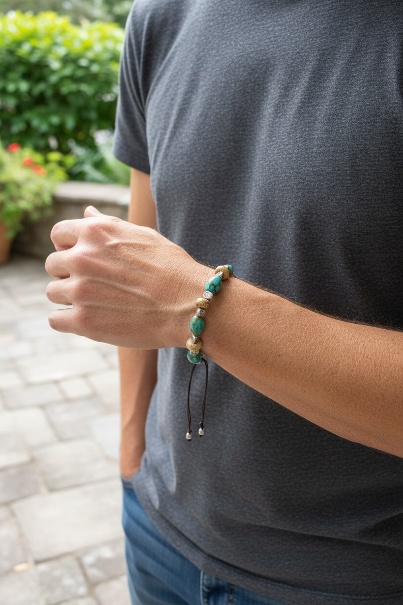 Turquoise, Silver & Jasper Bracelet