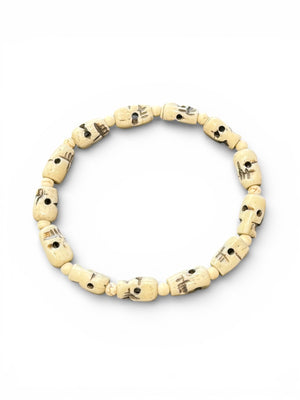 Hand carved skull bead bracelet