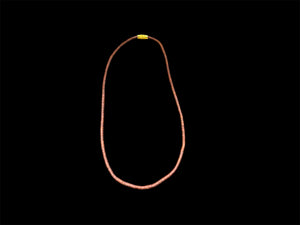 Natural serpentine bead necklace in a mat red-brown colour. Brass metal screw clasp. Measurements: 39 cm length, tube beads 2 mm diameter