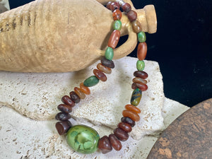 Antique Carnelian And Tibetan Turquoise Necklace