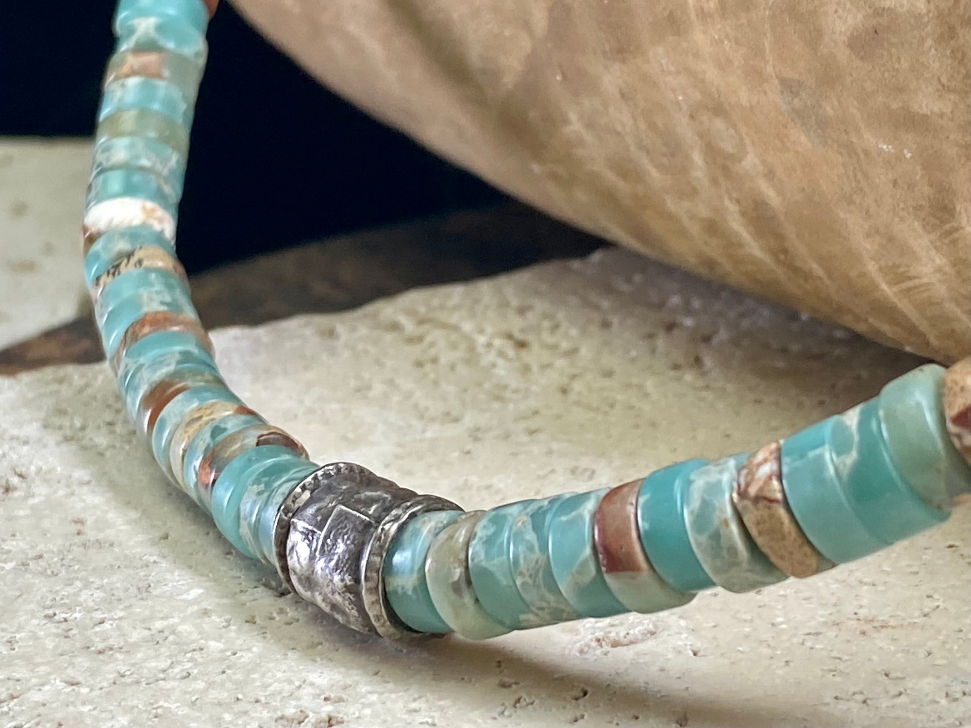 Amazonite and old silver necklace