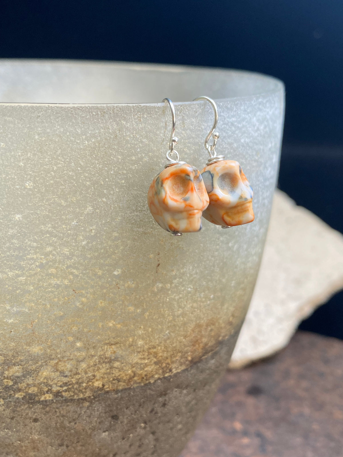 Jasper Skull Earrings