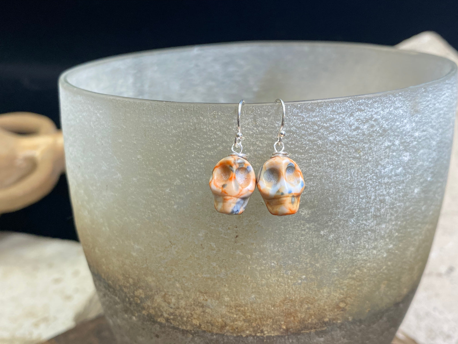 Jasper Skull Earrings