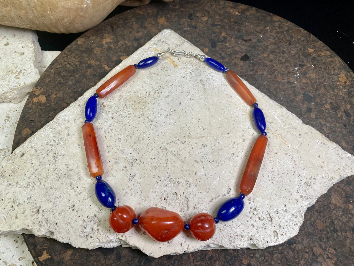 Carnelian and Lapis Lazuli Choker