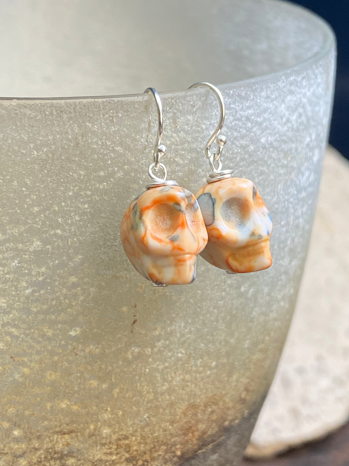 Jasper Skull Earrings