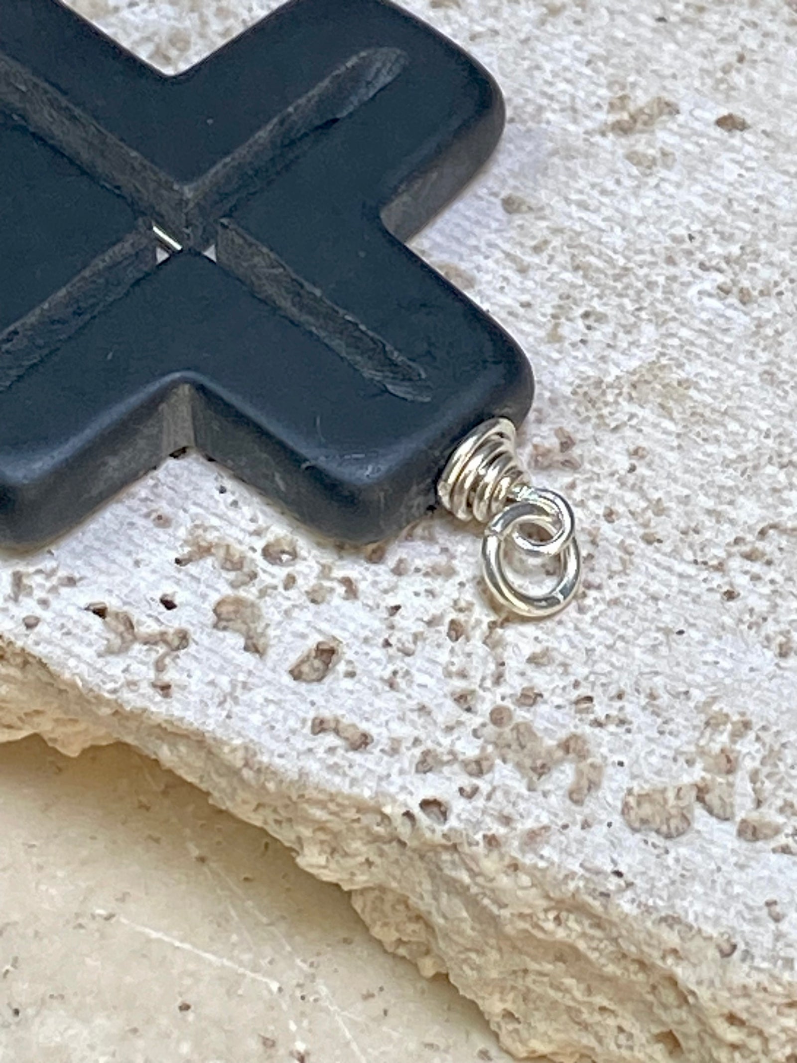 Onyx Silver Cross Pendant