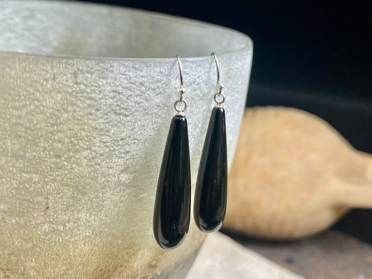 Black Agate Drop Earrings
