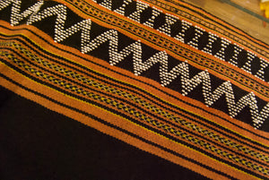 Vietnamese tribal cloth or tribal clothing for women, a rare beaded vintage tube skirt from the Co Tu people of central Vietnam also called Kotu people. Hand loomed on a foot braced back strap loom. Measurements: 62 cm length x 140 cm total width doubled and sewn into a tube 70 cm wide.