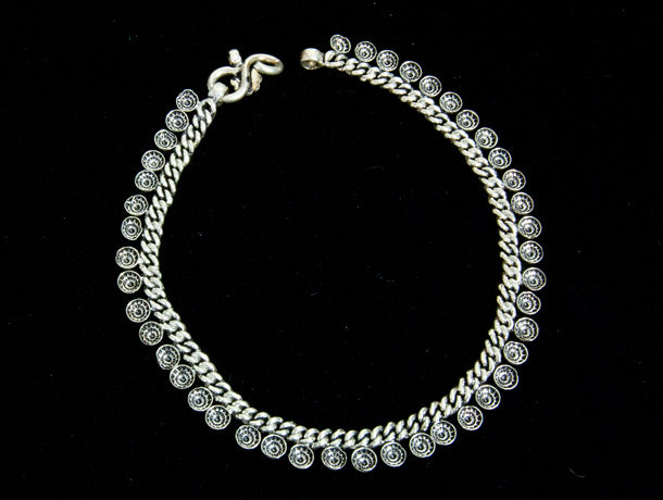 sterling silver anklet - womens anklet - tribal anklet- indian anklet