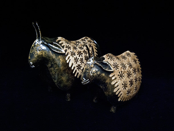 beautiful Indian themed homewares in the form of fat happy cows.  A most delightful take on the holy cow. These figures are made from recycled cast iron, are hand painted. Two sizes to choose from, 26 cm and 23 cm