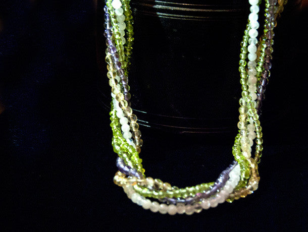 Peridot, Amethyst, Citrine and Moonstone Multistrand Necklace