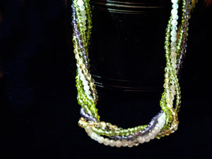 Peridot, Amethyst, Citrine and Moonstone Multistrand Necklace