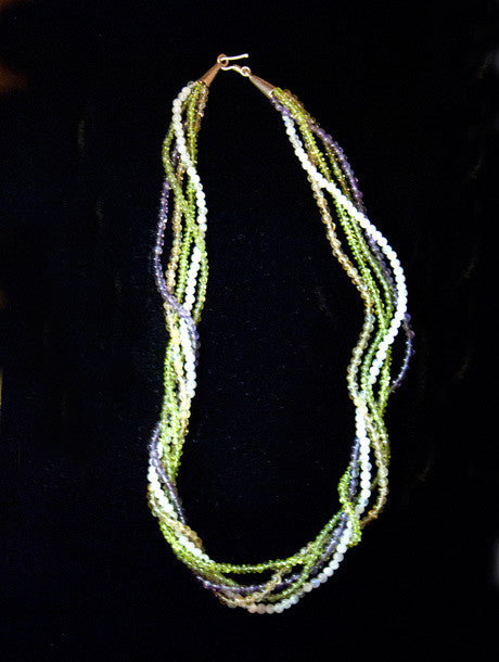 Peridot, Amethyst, Citrine and Moonstone Multistrand Necklace