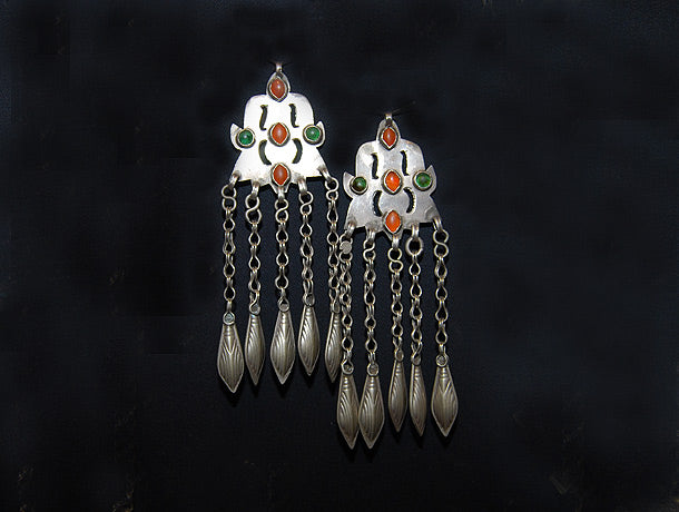 Pair of Antique Silver Turkoman Pendants perfect for use as tribal earrings