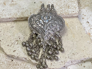Large Turkomen Antique Silver Amulet