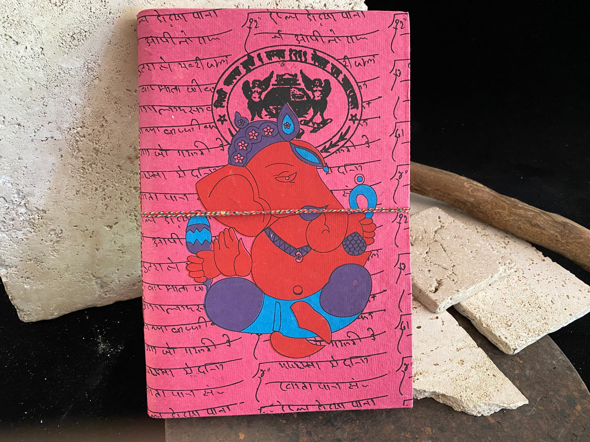 Eco-friendly journals, the perfect size at 25 x 17 cm (10 x 6.75"). Filled with handmade recycled paper and covered in bright, printed covers. Excellent for use as a journal, writer's notebook, scrapbook, travel diary or notebook.