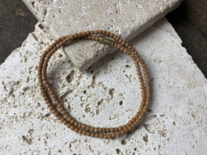 Genuine, natural fine sandalwood bead choker necklace. Brass screw clasp.