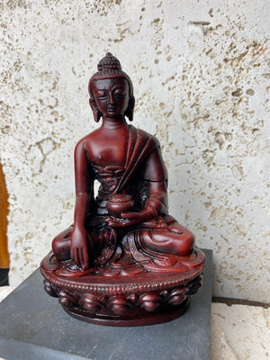 Earth Touching Buddha statue cast from high-quality resin and finished by hand. From a Tibetan artisan exiled in Nepal..  11 cm high