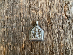 Antique silver amulets represent the Hindu goddess Kansari, goddess of the harvest and of fertility. These small pendants are traditionally worn for good luck, to increase fertility and to bring all good things to you and your home. These pendants date from the early 19th - early 20th century.  Measurements: all vary between 1.4 and 1.8 cm in width