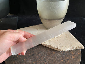 Selenite wand in two lengths and profiles - this one is long and thin
