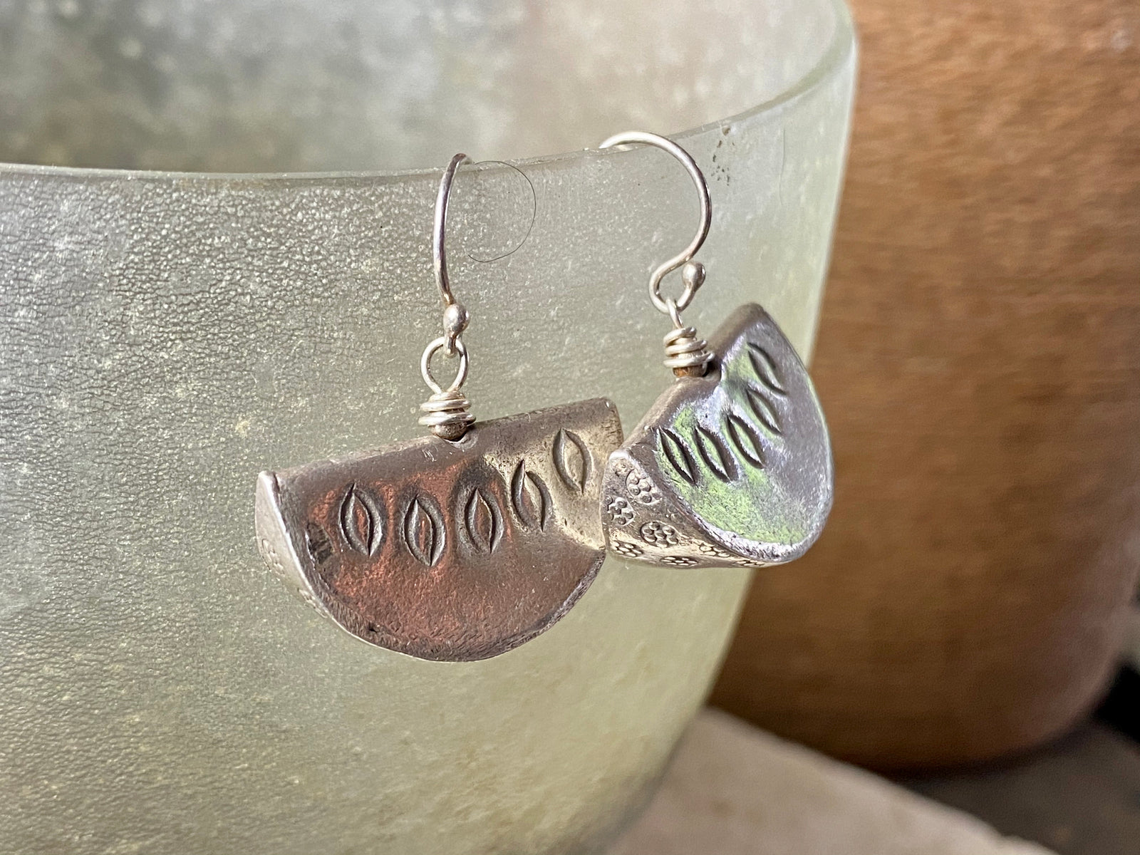 Silver watermelon earrings - fun drop earrings in silver made my Karen hill tribe silversmiths just for us