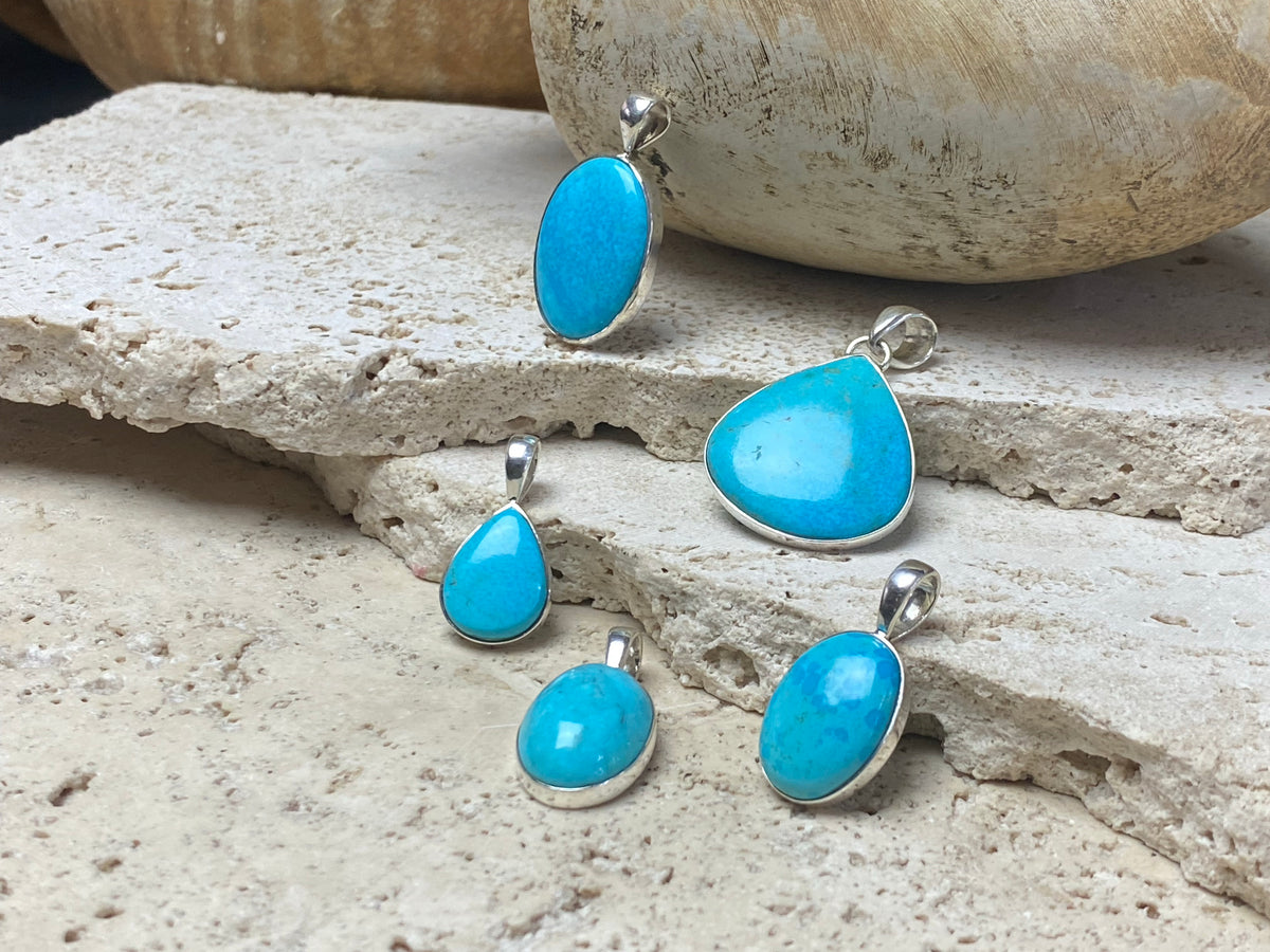 Persian turquoise and sterling silver pendant