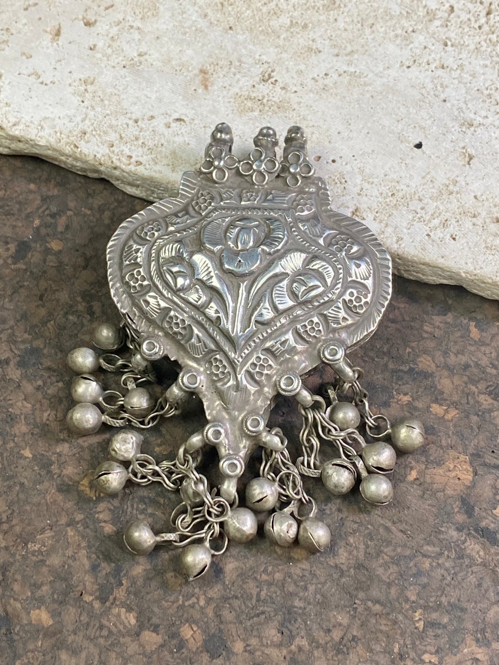 Large Turkomen Antique Silver Amulet